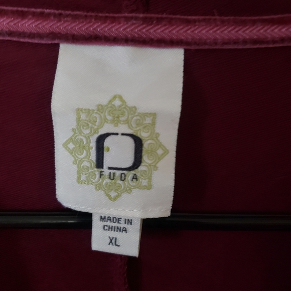 ⭐ FUDA Open Front Wide Collar Maroon Burgandy Wine Long Sleeves Cardigan XL - Picture 5 of 9